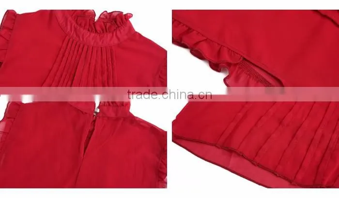 2016 Guangzhou New Arrivals Summer Sleeveless Red Chiffon Top
