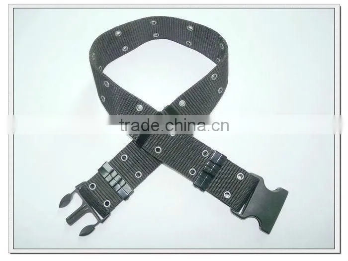 57mm black polypropylene belts with plasitc buckle for army use
