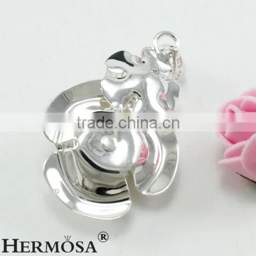Flower Round Pure White Two Pieces Pearl 925 Sterling Silver Lady Sweet Wedding Gift Pendant