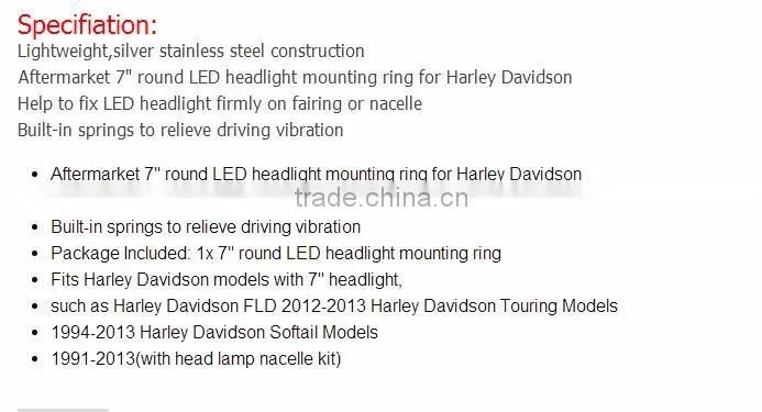 7 Inch Round Daymaker LED Headlight Mounting Bracket Ring for 07-16 Jee-p Wrangler JK Harley Davidso-n Motorcycle