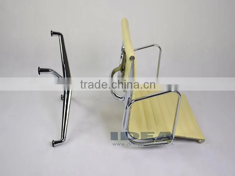 Replica Charles Low Back Ribbed meeting Chair - Cream White Color Genuine Leather