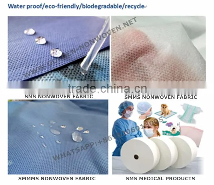 SMS non-woven fabric for medical use/sms nonwoven sanitary pad fabric/s+m+m+s pp smms nonwoven fabric rolls