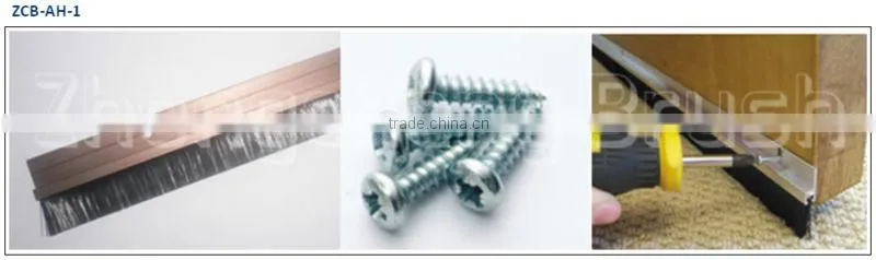 Metal channel weather strip brush