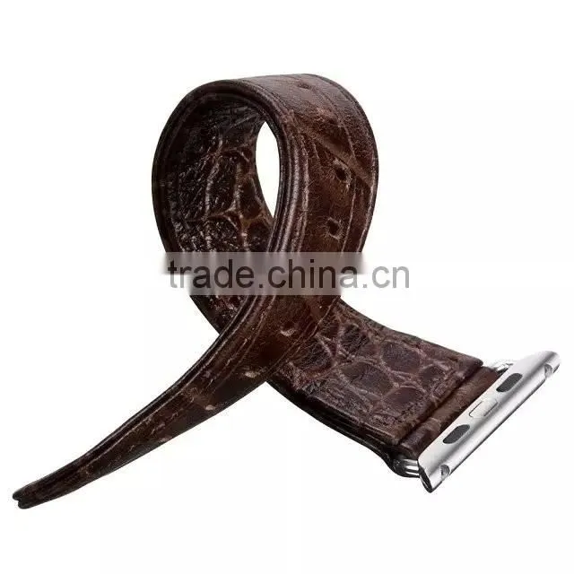 Hot Sale crocodile grain real leather watch band for Apple watch