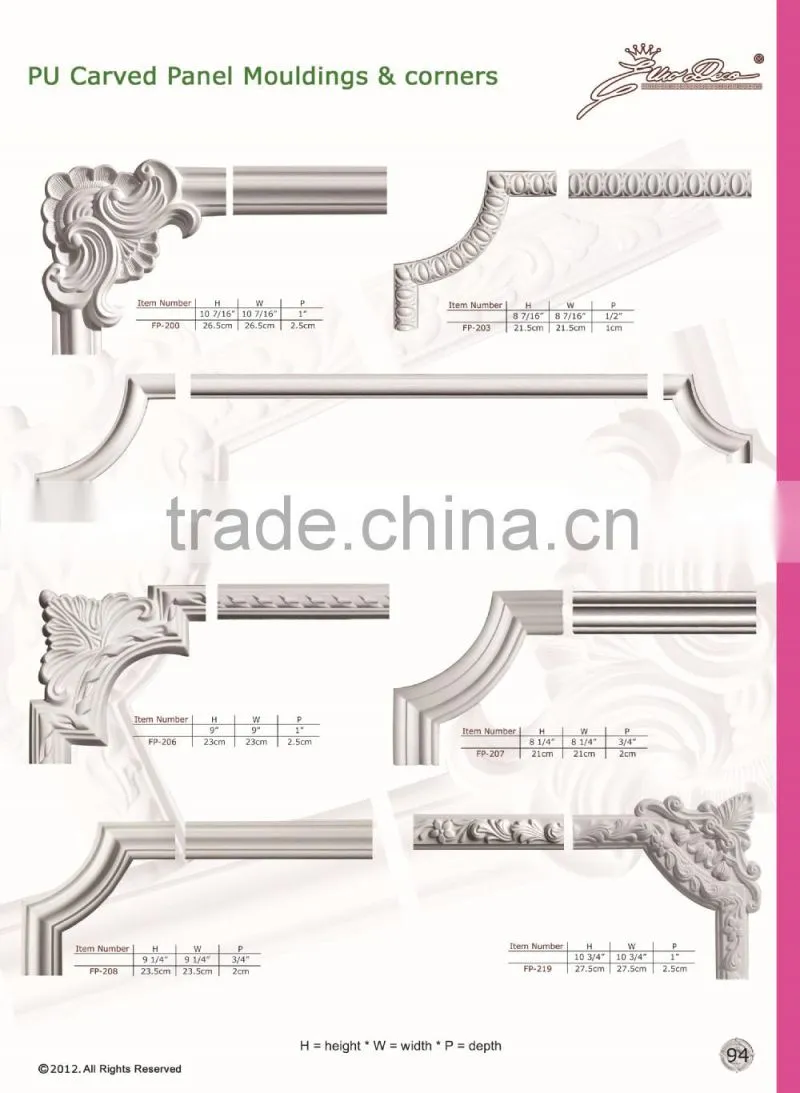 2015 High Quality Good price beautiful new modern luxury pu cornice Ceiling domes