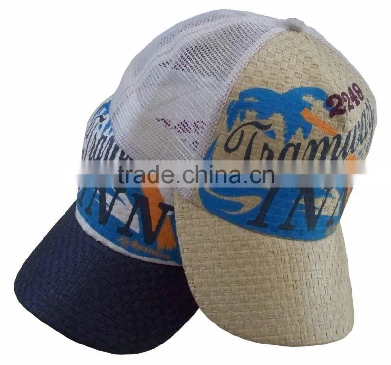knitted paper front with mesh back printing 5 panel trucker hat,paper trucker cap