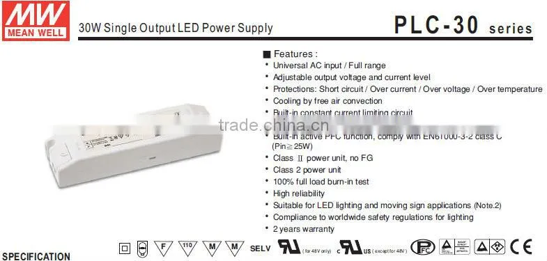 Mean Well 30w 9v 30W 9V LED Power Supply led driver 9v electronic led driver