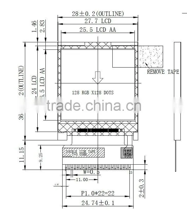 128 * 128 TFT LCD display (ybt015a)