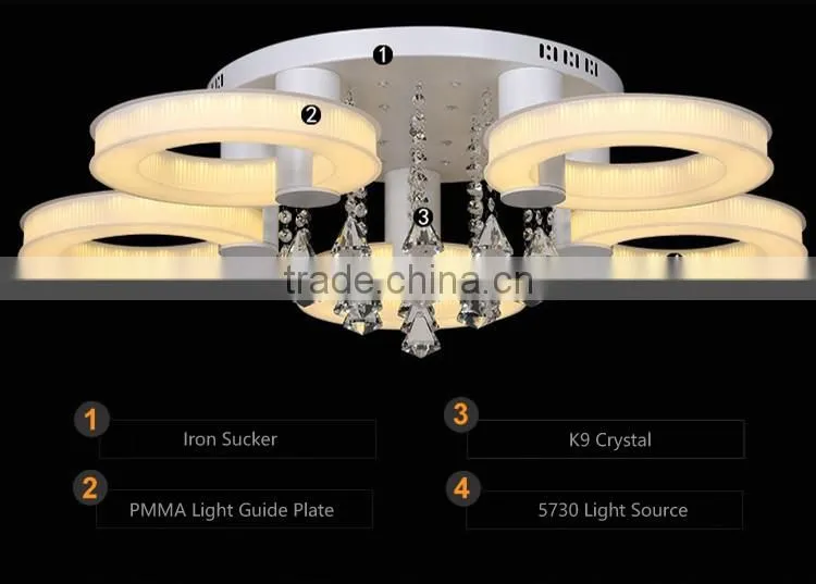 Elegant Ceiling Lights for Restaurant 5 Lights 220V Crystal Ceiling Lamp
