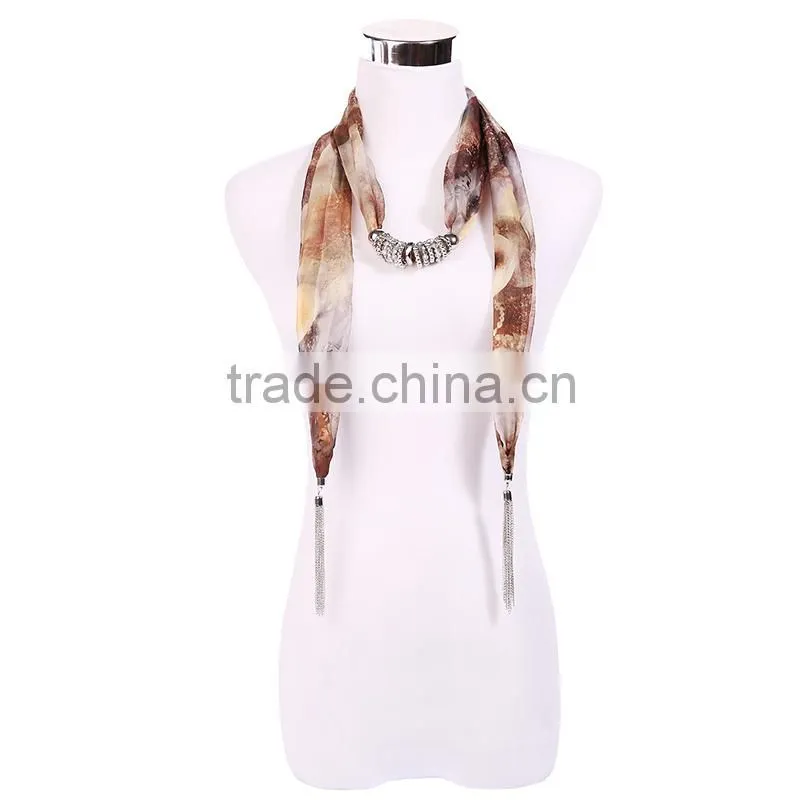 China fashion jewelry new product soft chiffon scarf fashion necklaces