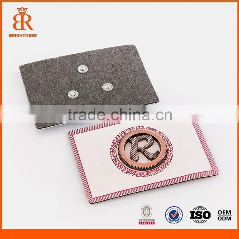 Leather label brand leather metal patch woven label
