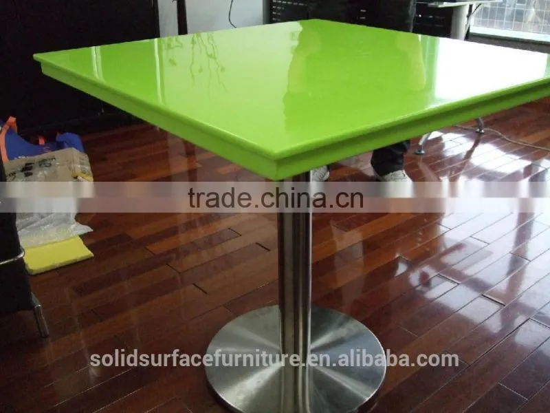 600x600 mm small square green color acrylic stone coffee tables