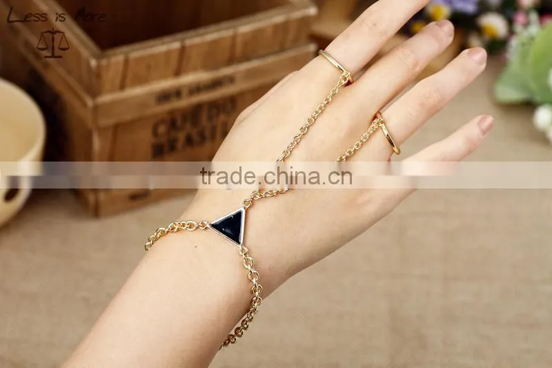 Hand Bracelet Bangle gold Chain Link Finger Ring Bracelet