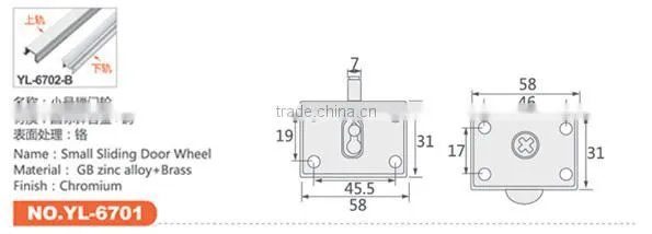 brass sliding shower door caster wheel roller