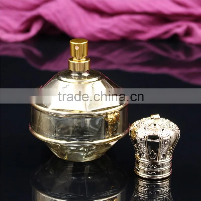 2016 new design 100ml arabic gold glass spray perfume bottles