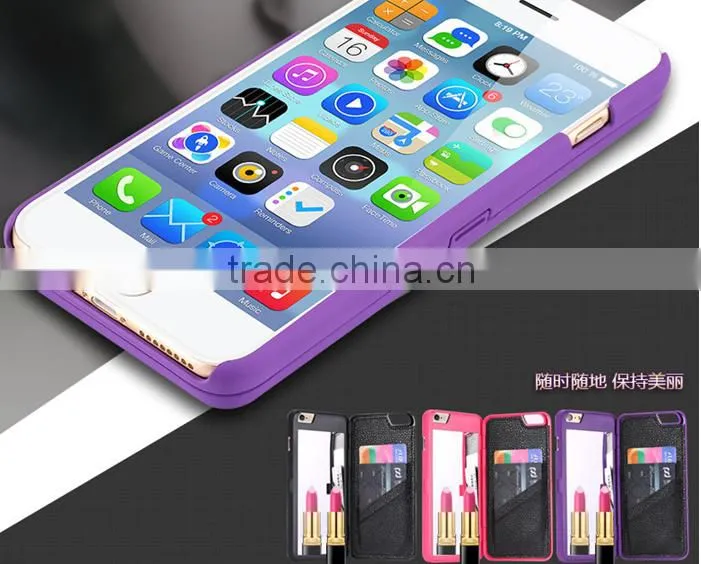 3D Water Flip PU Leather Case For iPhone 6 6S Wallet Mirror Case Dual Layer Card Slot Cover for iphone6 Plus
