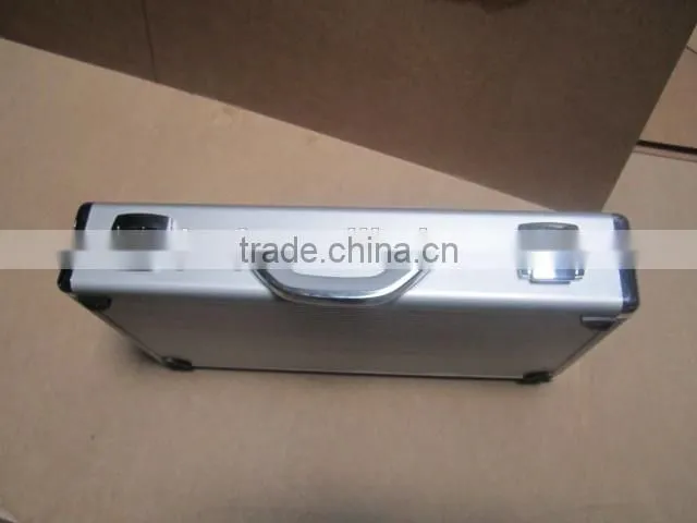 Silver aluminum computer with foam inserts box small round thin aluminum computer case with handle