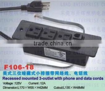 3 plug with phone, data jack extension socket