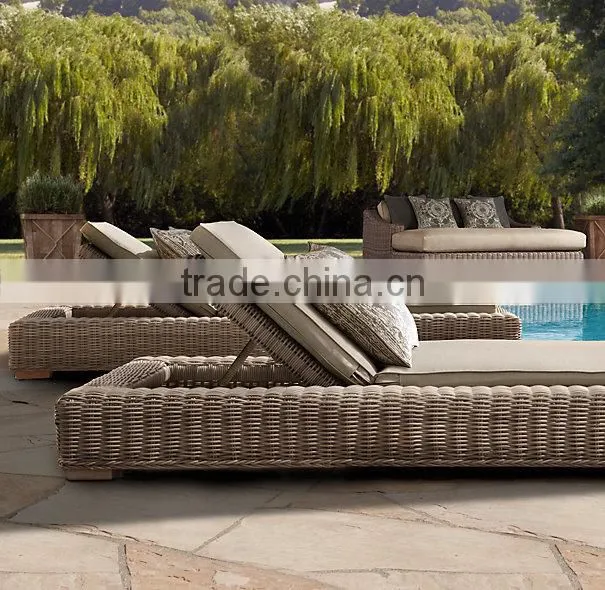 Hot design poly rattan sunbed 1.2mm thickness alu frame with power coated
