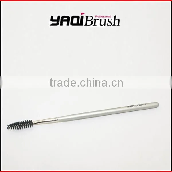 high quality wood mascara brush plated with silver color