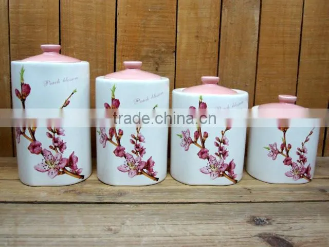 Hot Sale Ceramic Food Spice Storage Jar with Black Lid for Kitchens