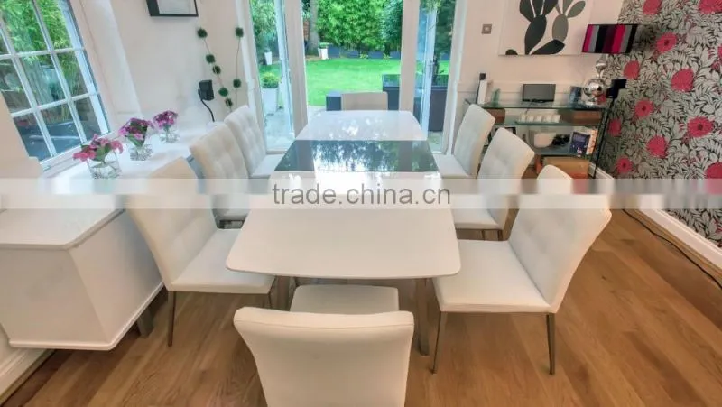 DC-2513 Colorful modern high quality white Leather Dining Chair with Brushed Steel Legs