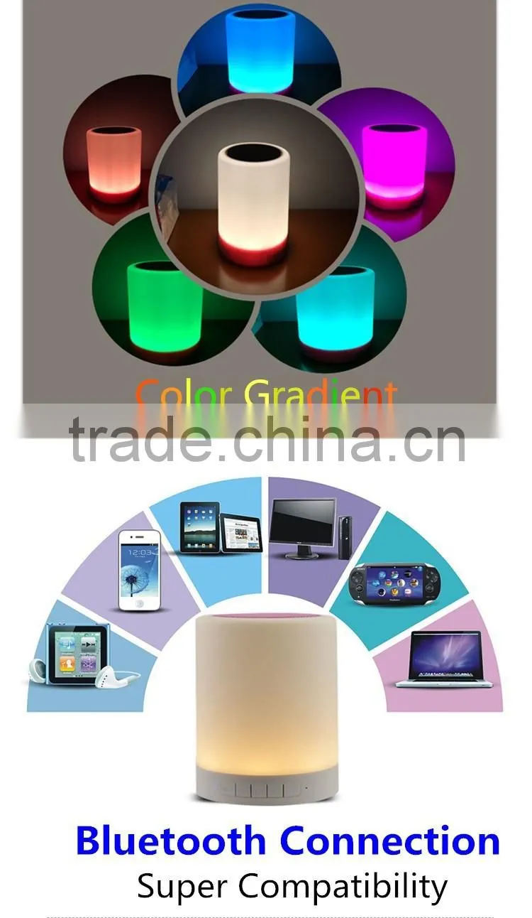 Wifi Wireless Rechargeable Touch Lamp Bluetooth Speaker With Colorful Changing Led Light Lamp For Laptop Computer