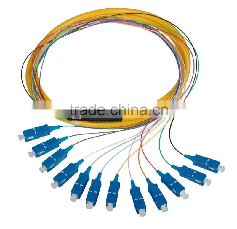 2015 SC/upc singlemode 12 core fanout optical fiber pigtail/cords