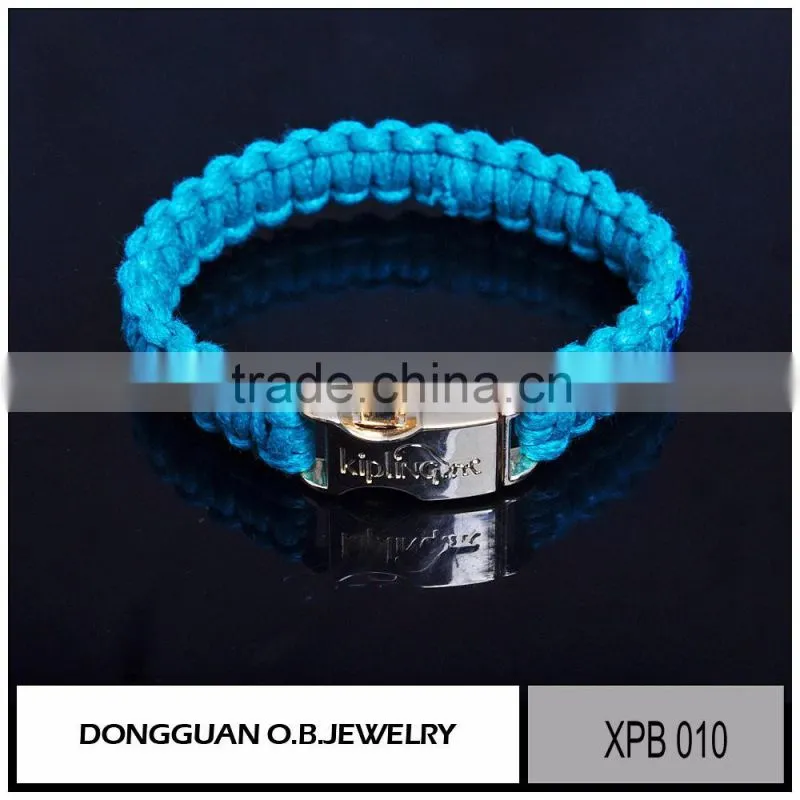 Fashion 316I stainless steel bracelet for women/blue color rope bracelet