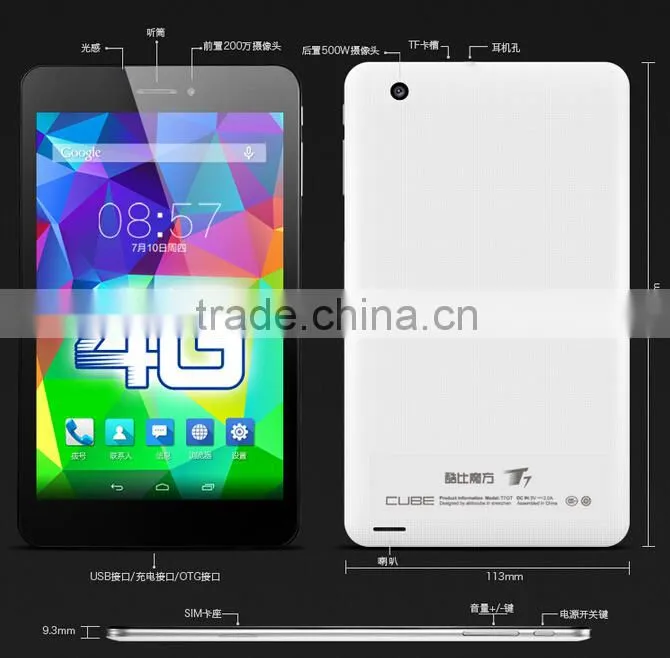Android 4.4 MTK8752 2gb ram 2014 new cube T7 tablet octa core 4g lte gps wifi