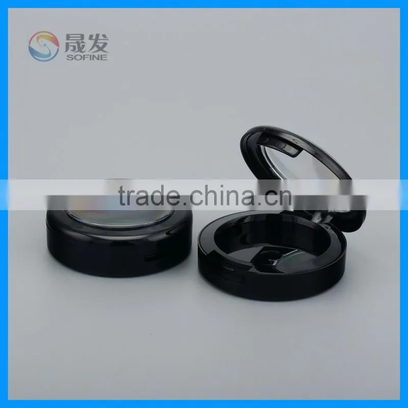 Cosmetics compact powder case with window