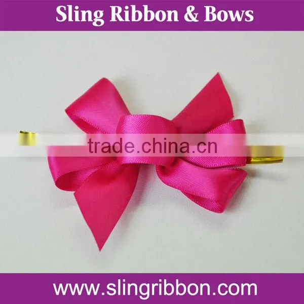 Pre-tied Polyester Satin Ribbon Bow with Wire Twist
