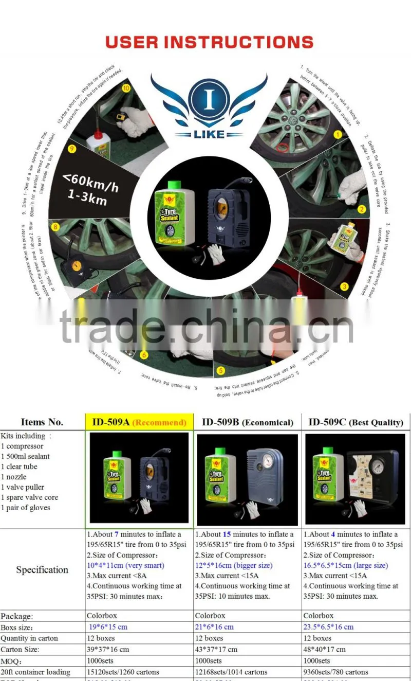 AEROPAK Tyre Puncture Repair Kit, Liquid Tire Sealant with compressor Inflator, mergency Tire pump