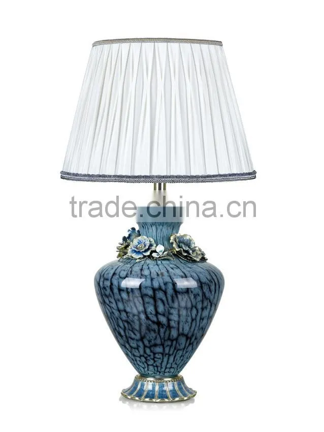 RORO peony enamel home deco lamp pewter craft decorative glass table lamp