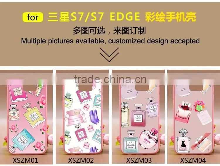 Fashion Prefume TPU+PC 2-in-1 Hybrid Pattern Painting Cases With Ring Bracket For Samsung 7s Edge Phone Case