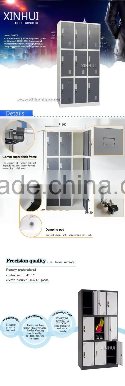 Factory sale 9 door Students dormitory steel lockers
