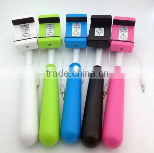 2015 New product EXtendable Selfie Stick With Wire For Iphone Samsung Cell Phone