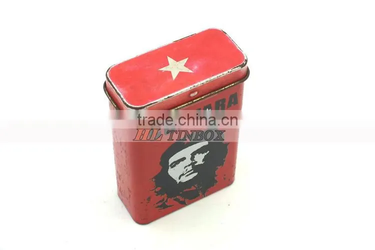 High Quality Hinged Rectangular Cigarette Tin Can with Customized Printing