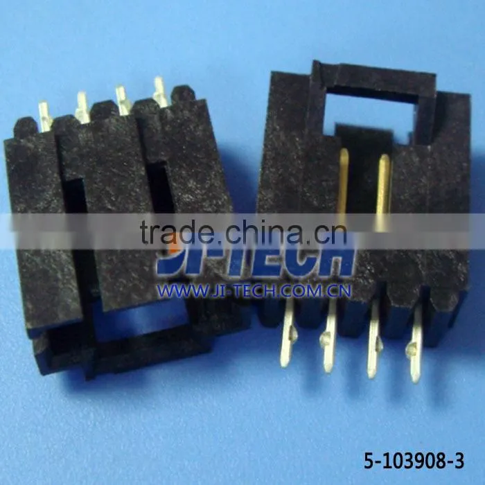 2.54mm vtertical pcb mounting orientation wire to board shrouded header connector TE 4 pin plug connector tyco 5-103908-3