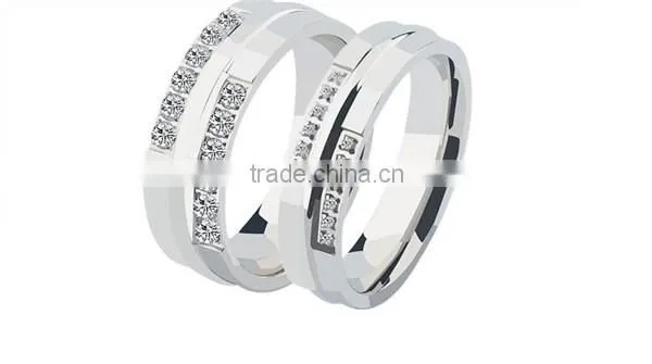 Eternity Style zircon casting stering silver charm 316l stainless steel wedding band ring for lovers
