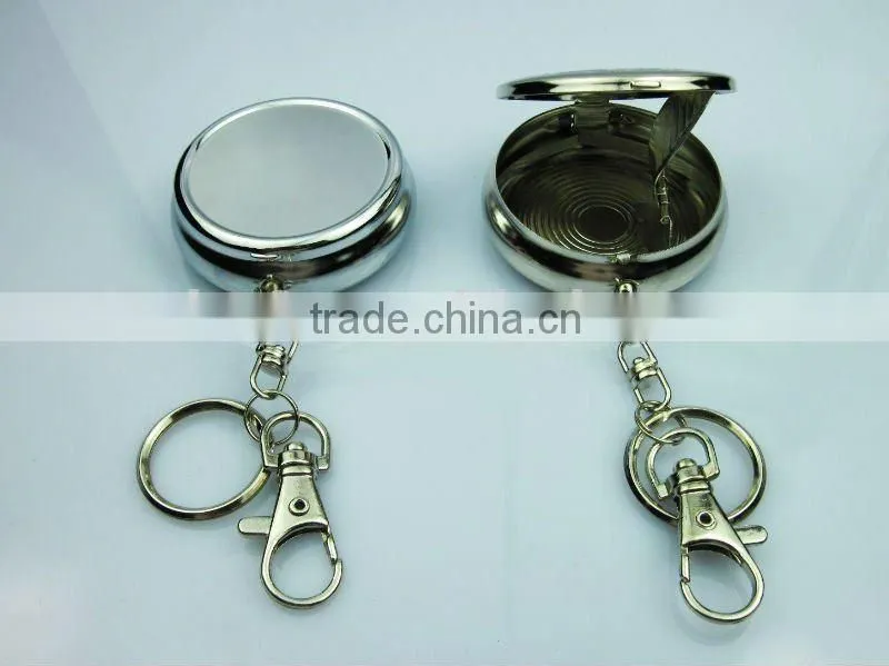 Round Pocket Rhinestone Ashtray with Keyring,Mini Poket Ashtray