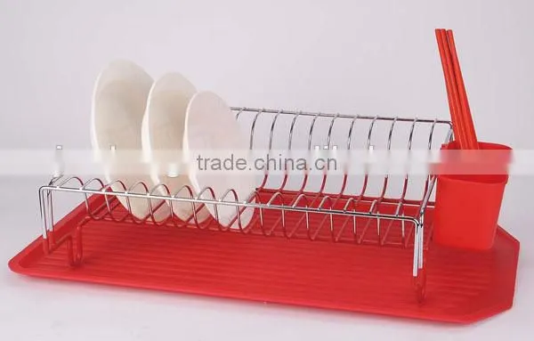 2 Tiers X-shape Chrome Plated Dish rack with plastic tray