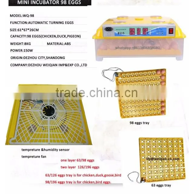 Good price automatic incubator hatcher 98 eggs incubator for sale WQ-98