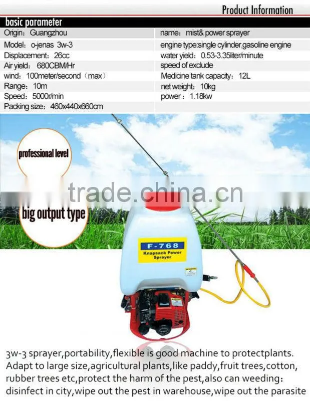 ISO certified 3W-3 high qualiy fruit tree sprayer
