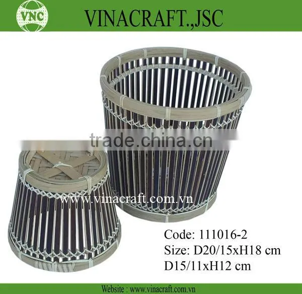 Pressed Bamboo Waste Basket in brown color