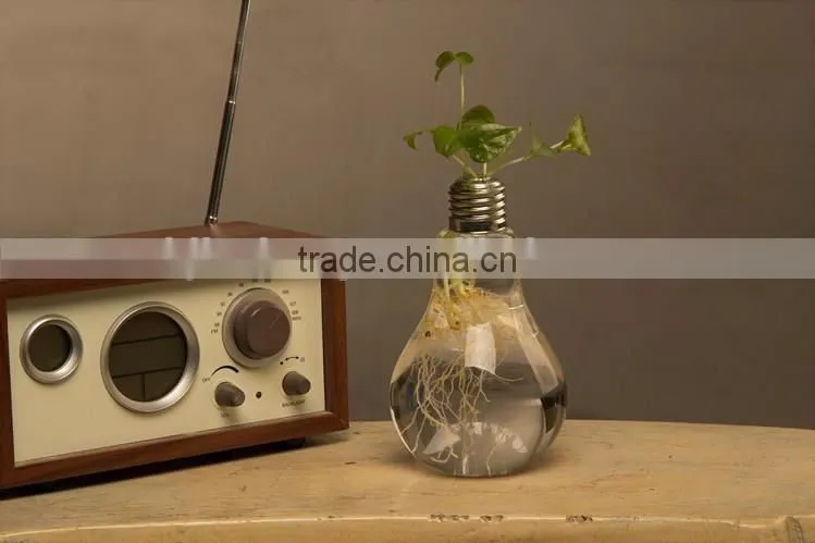 clear lamp bulb shape glass vases for home decoration