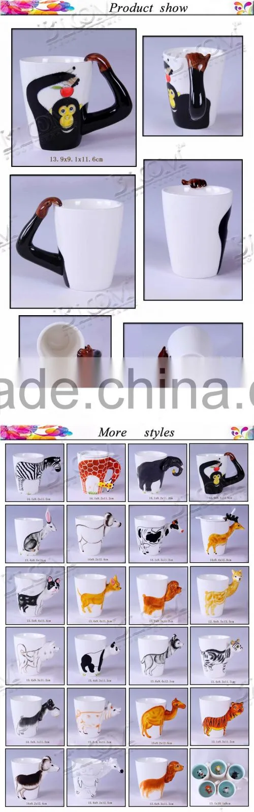 3d custom ceramic animal desgin personalized mug