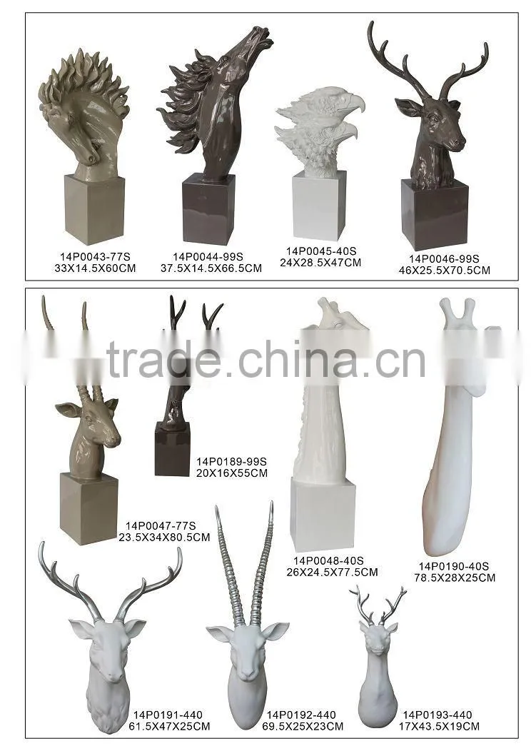 Poly Resin Crook Head Deer Head With Base Figurine