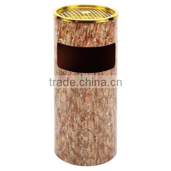 New design round-shape trash can with ashtray in gridding/ Commercial stainless steel ground ash barrel GPX-17 (Granite Pattern)