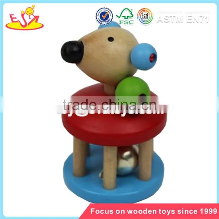 Wholesale interesting sound toy wooden doll rattle lovely kids wooden doll rattle toy W08K014